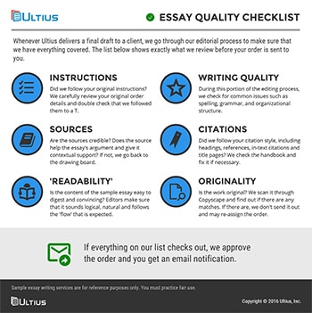Essay writing services - quality checklist infographic